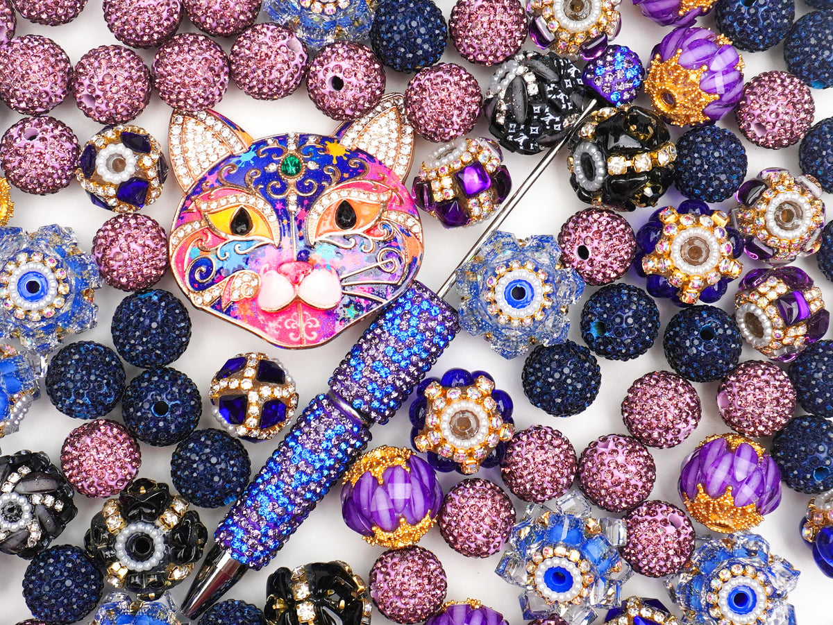Beaded Pen-Disco Cat
