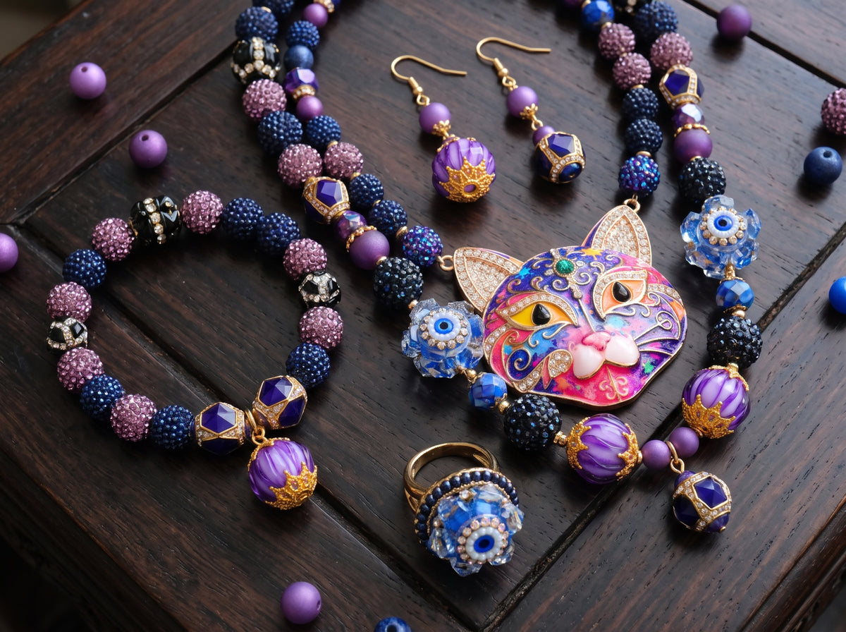 Beaded Pen-Disco Cat