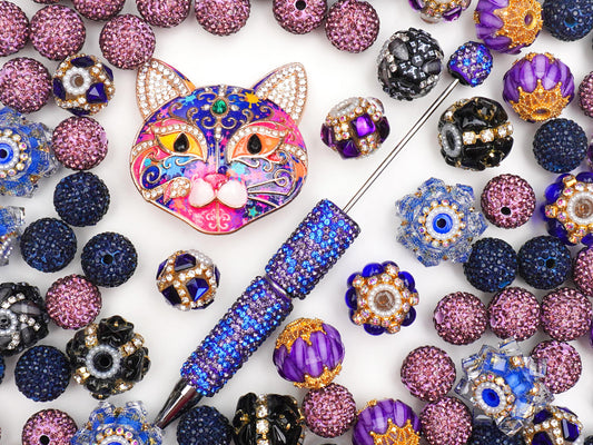 Beaded Pen-Disco Cat