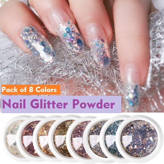 8 colors Nail Glitter