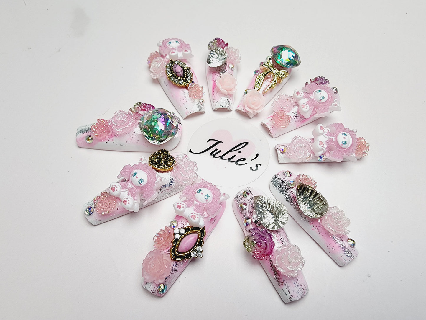 Custom Design Secret Forest Doll's Pink Nail
