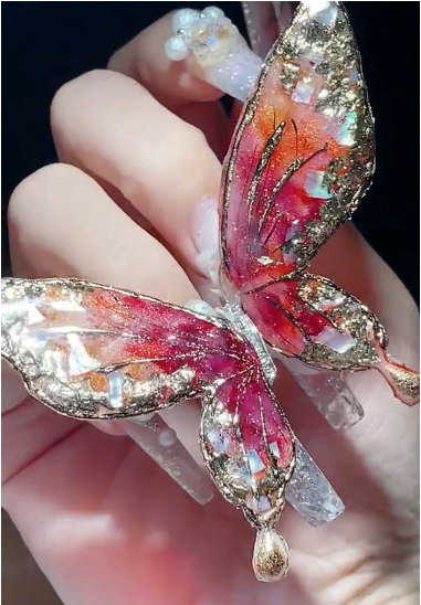 Custom design3D Butterfly Design nail