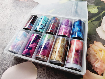 Set of 10 Rolls Artistic Print Nail Foil Transfer Sticker (100cm/each)