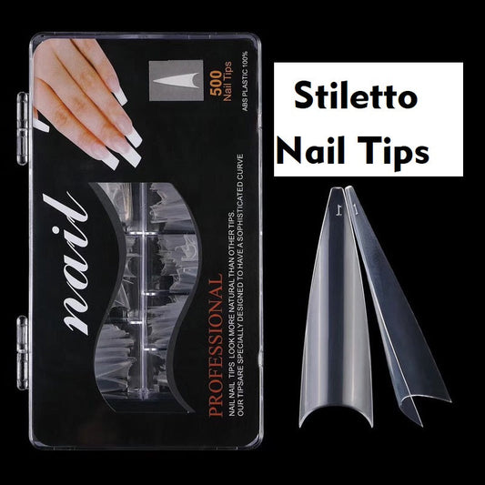 500pcs Stiletto-Acrylic Clear French Nail Tips Tip (For Pro. Salon)