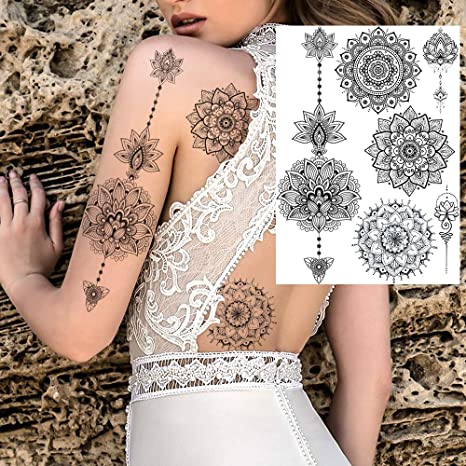 White/Black Lace Temporary Tattoos (5 Large Sheets)