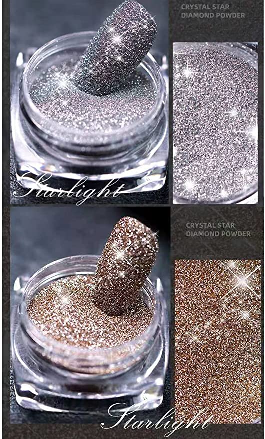 Nail Art Glitter Powder Fine Diamond Dust Set of 8pcs