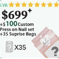 7 Stars Bonus-Charms Combo Case(Free over $540), 8 Stars Bonus-Custom Design Nails(Free over $699)