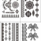 White/Black Lace Temporary Tattoos (5 Large Sheets)