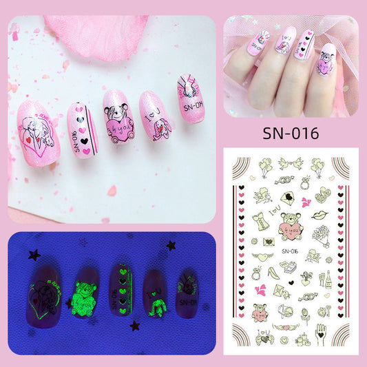 Cute Nail Art Stickers, Fluorescent Glow in the dark