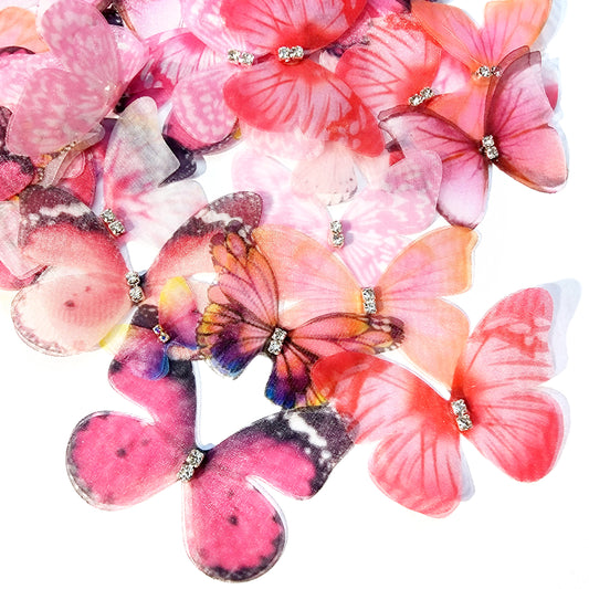 Pinky 50 pcs Mix Fabric  Butterflies
