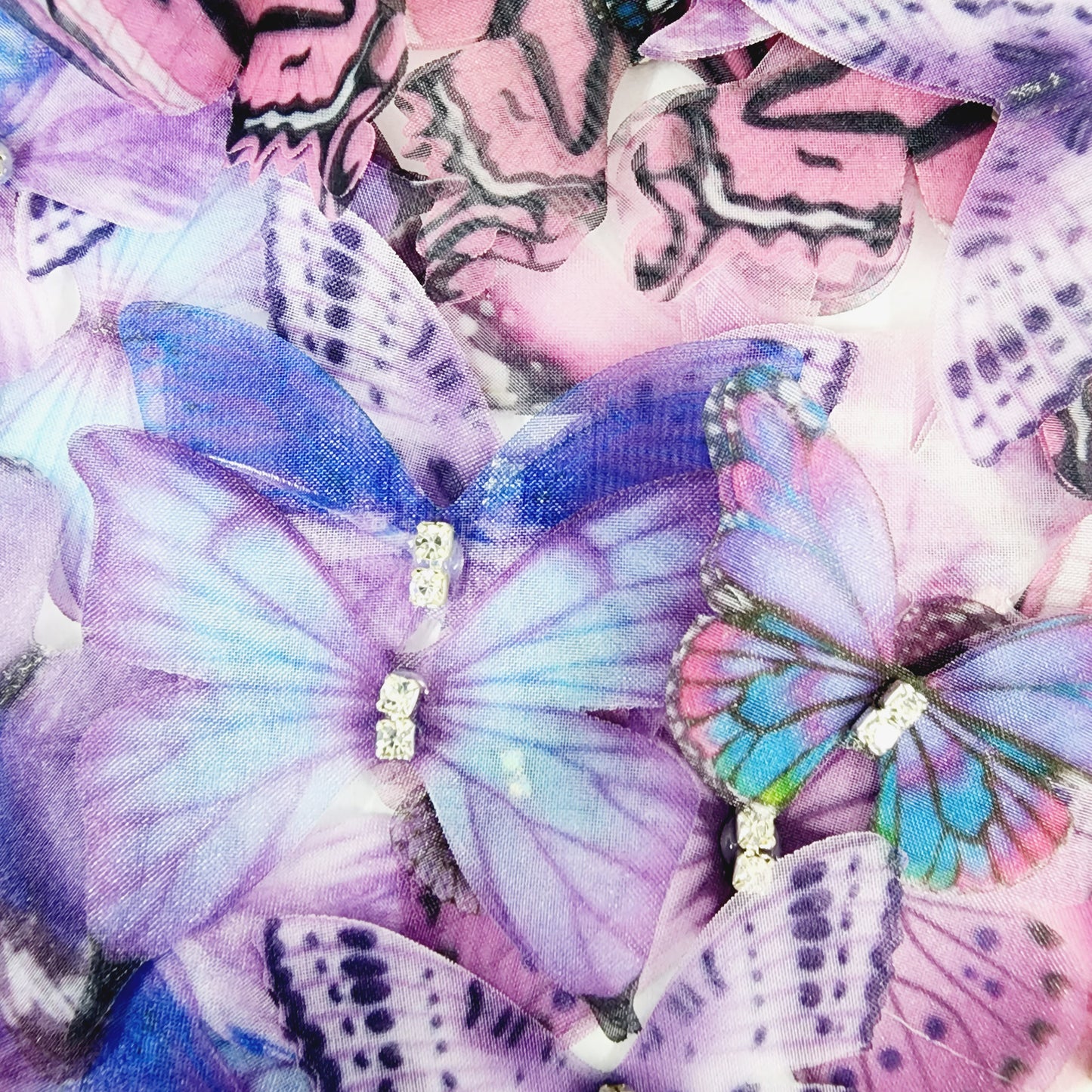 Purple 50 pcs Mix Fabric Butterflies